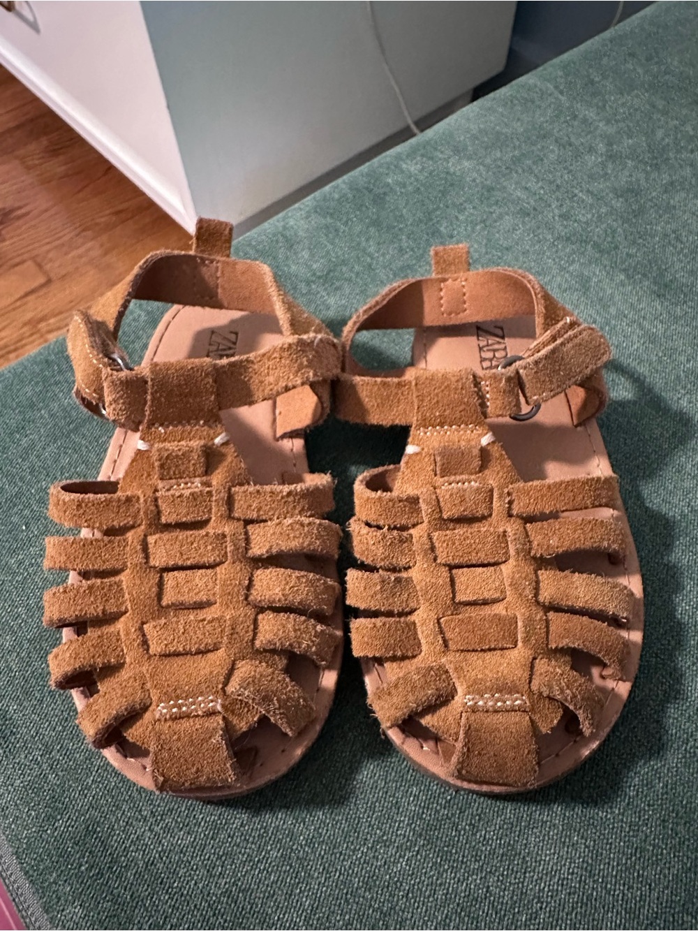 Zara Kids Tan Suede Woven Fisherman Sandals
